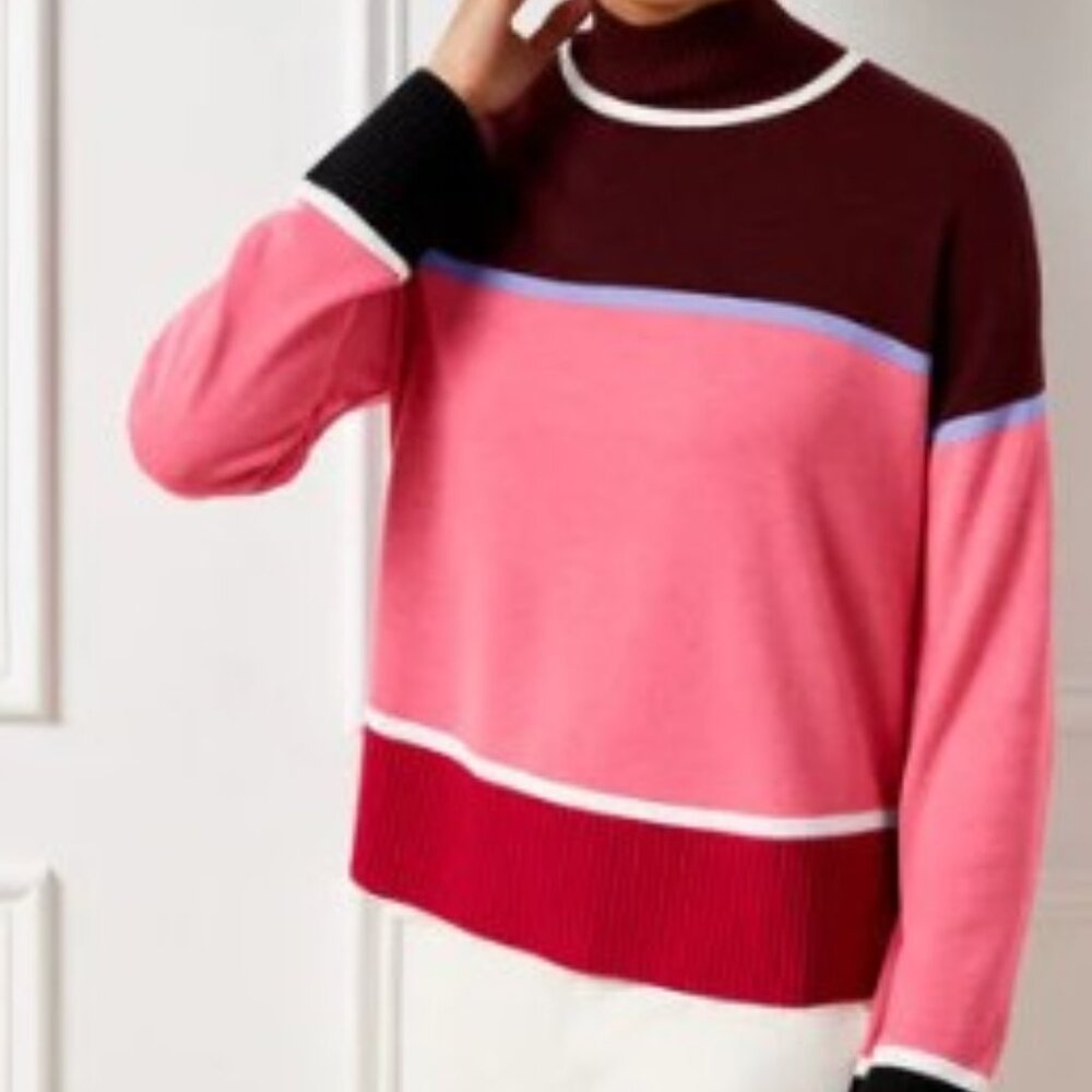 Talbots Mockneck Sweater - Striped Colorblock